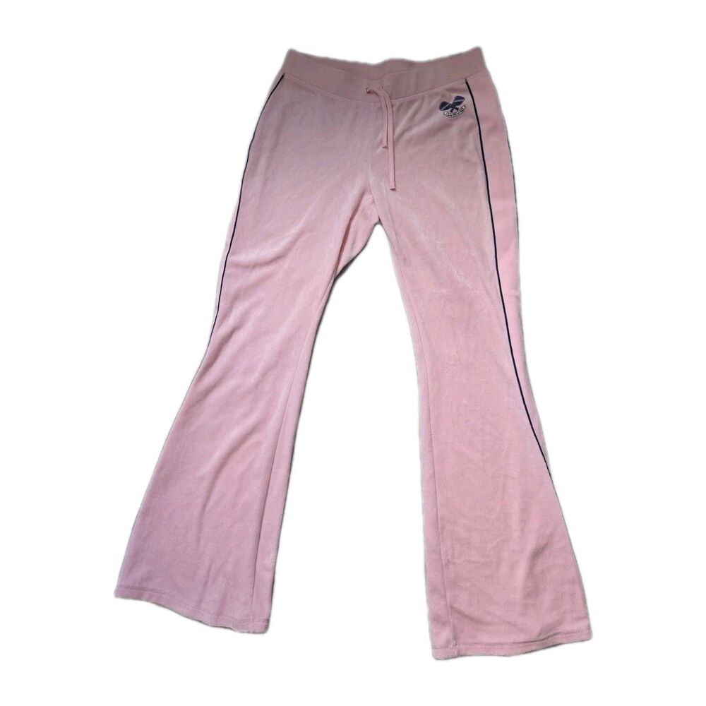 Juicy Couture Pink Velour Flare Pants Womens Medium Y2K Track Pants Lounge EUC